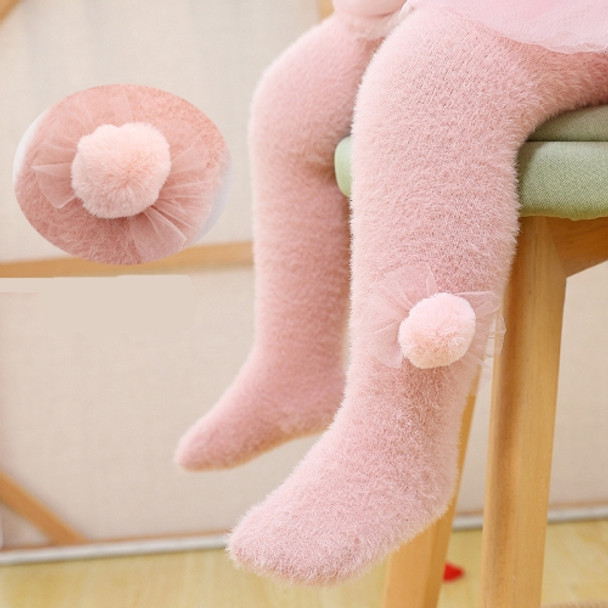 Baby Leggings Imitation Mink Fleece Plus Fleece Tight Pantyhose, Size:L(Pink)