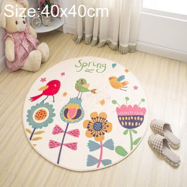 Circular Water Uptake Carpet  Floot Mat Cartoon Door Mat, Diameter: 40cm(Bird)