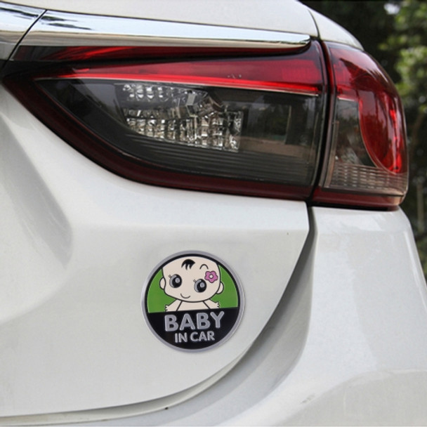 Baby in Car Lovely Smile Face Adoreable Car Free Sticker(Green)