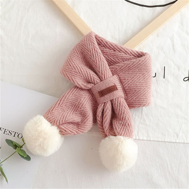 Boys and Girls Warm Knitted Scarf Wool Cross Neck Baby Scarves, Length:70 x 10cm(Pink)