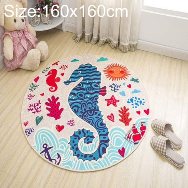 Circular Water Uptake Carpet  Floot Mat Cartoon Door Mat, Diameter: 160cm(Seahorse)