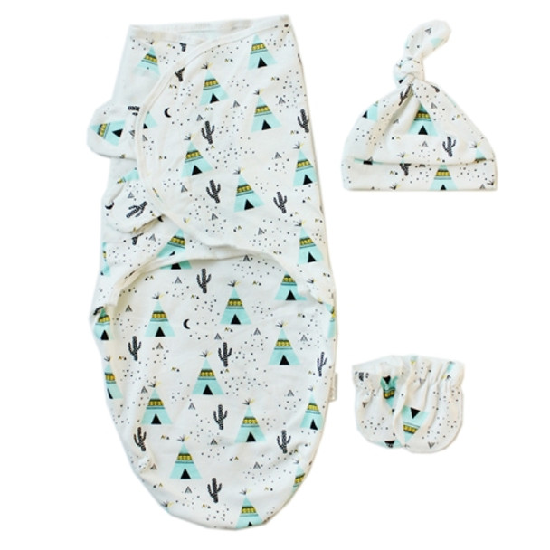 Spring  Summer Cotton Baby Infant Bags Towels Sleeping Bags Knitted Cloth Cap Set, Size:S (50x70 CM)(Tent Tree)