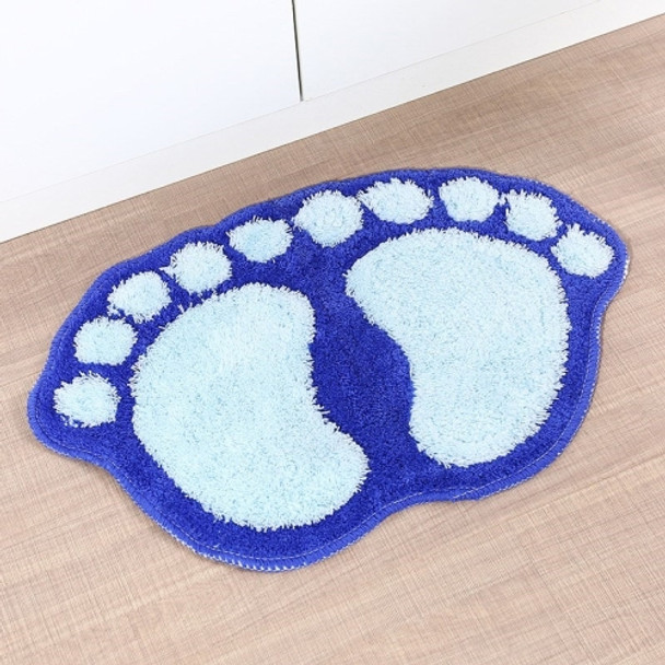 1390 Foot-shaped Non Slip Shaggy Soft Water Absorption Bedroom Bathroom Carpet Mat(Blue)