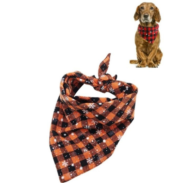 2 PCS Pet Triangle Towel Christmas Snowflake Dog Saliva Towel, Size:S(Orange)