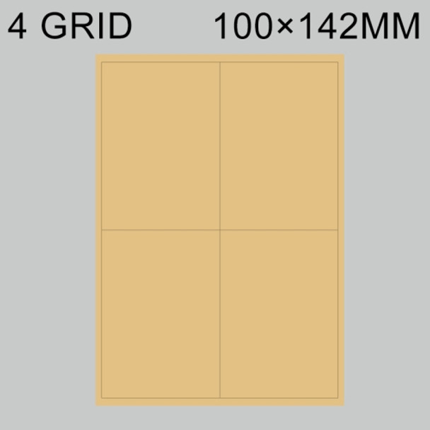 500 PCS 4 Grids Self-adhesive Printer Paper, Size: 100x142mm (Brown)