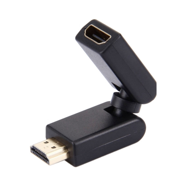 HDMI 19 Pin Male to Female 360 Degree SWIVEL Adaptor (Gold Plated)(Black)