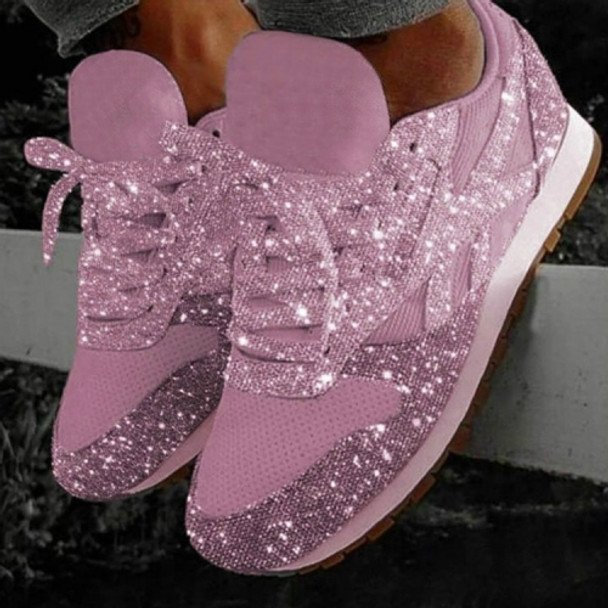 Autumn and Winter Sponge Sequins Breathable Platform Sports Shoes, Size:43(Pink)