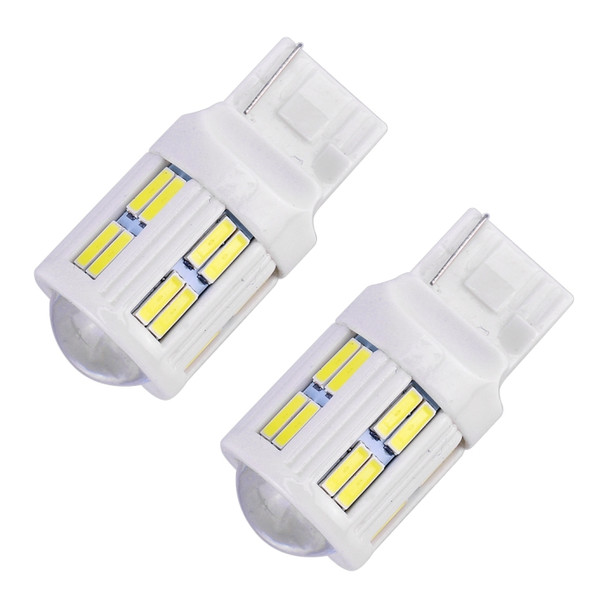 2 PCS T20 / 7440 3W DC 12V 6000K 200LM Car Auto Ceramics Turn Lights / Reversing Light 16LEDs SMD-7020 Lamps, with Projector Lens(White Light)