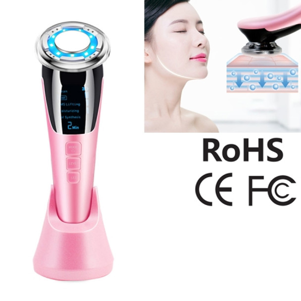 BLK-D818 Facial Beauty Instrument Hot and Cold Color Skin Rejuvenation Instrument EMS Micro Current Beauty Introduction Instrument (Pink)