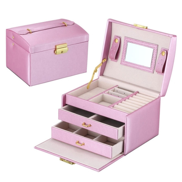 Simple Portable Jewelry Box Earrings Ring Storage Consolidation Box with Drawers, Size : 17.5 x 14 x 13cm(Violet)