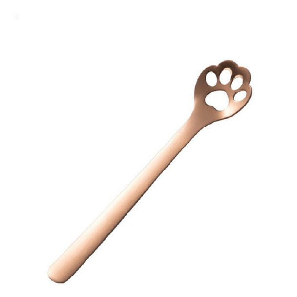 Stainless Steel Creative Cat Claw Coffee Spoon Dessert Cake Spoon, Style:Hollow Cat Claw Spoon, Color:Rose Gold