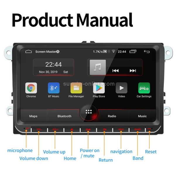 9003 HD 9 inch Car Android 8.1 Radio Receiver MP5 Player for Volkswagen, Support FM & AM & Bluetooth & TF Card & GPS & WiFi with Decoding