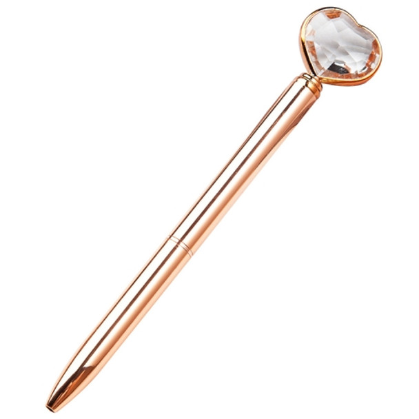 Ballpoint Pen Heart Shape Large Diamond Metal Pen, Specification:Pen Bullet Type 1.0(Rose Gold)