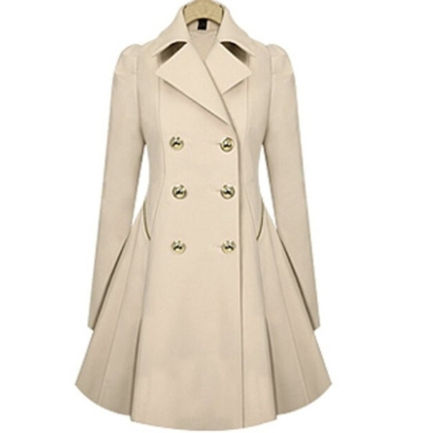 Slim Mid-length Commuter Jacket Trench Coat (Color:Beige Size:XL)