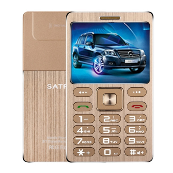 SATREND A10 Card Mobile Phone, 1.77 inch, MTK6261D, 21 Keys, Support Bluetooth, MP3, Anti-lost, Remote Capture, FM, GSM, Dual SIM(Gold)