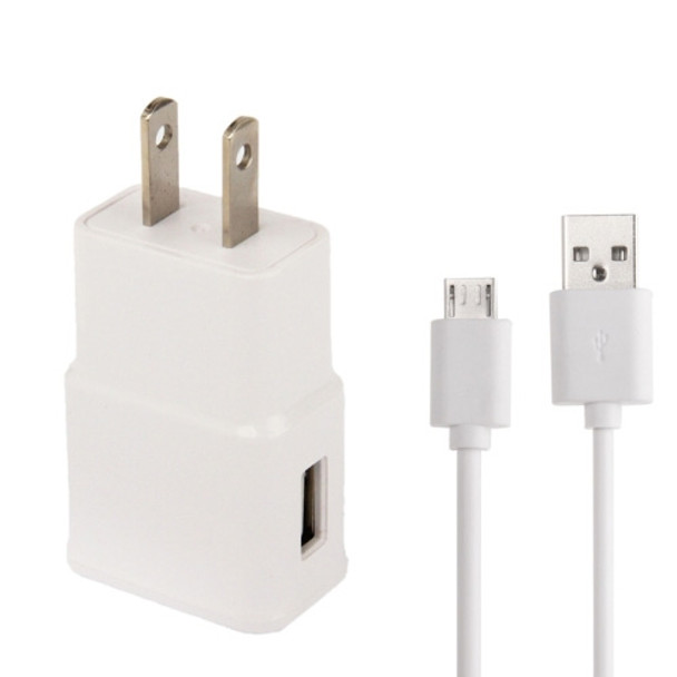 Micro 5 Pin USB Sync Cable + US Plug Travel Charger for Galaxy S7 / S6 / S5 / S4 / i9500 / i9300 / i9220(White)