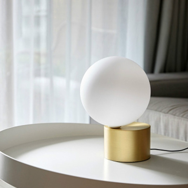 Large  Creative Simple Metal Glass Ball Living Room Study Bedroom Decoration Table Lamp, US Plug