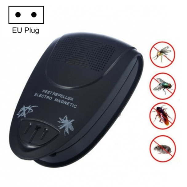 EU Plug Ultrasonic Pest Repeller Electro Magnetic (Black)