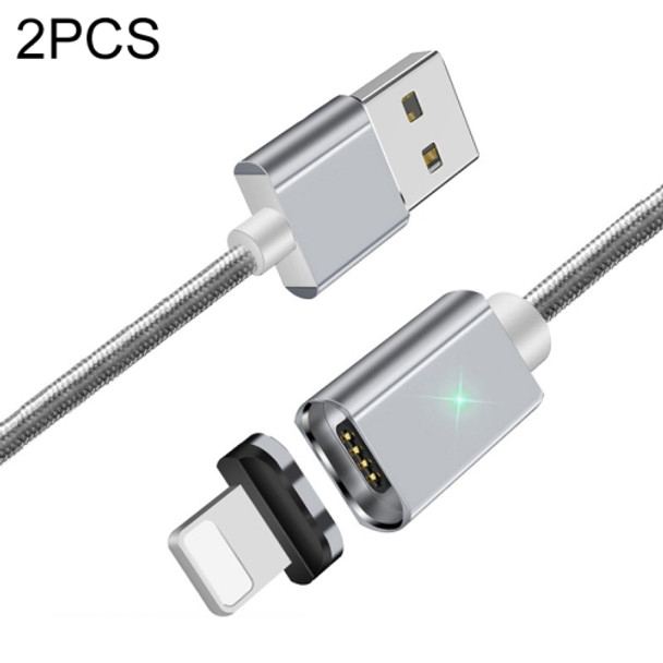 2 PCS ESSAGER Smartphone Fast Charging and Data Transmission Magnetic Cable, Color:Silver iOS Cable(1m)