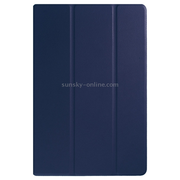Karst Texture Horizontal Flip Solid Color Leather Case with Three-Folding Holder for Sony Xperia Z4(Dark Blue)