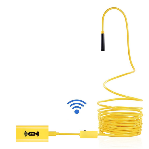 1200P HD Pixels WiFi Endoscope Snake Tube Inspection Camera with 8 LED, Waterproof IP68, Lens Diameter: 8mm, Length: 10m, Hard Line(Yellow)