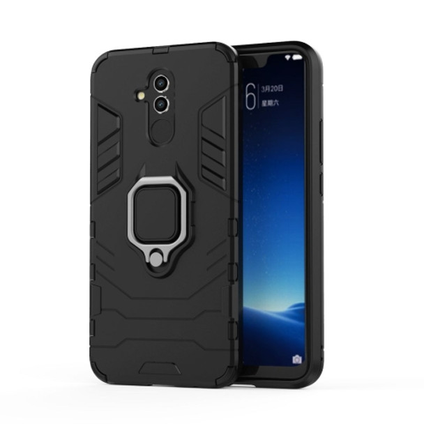Shockproof PC + TPU Protective Case for Huawei Mate 20 Lite, with Magnetic Ring Holder (Black)