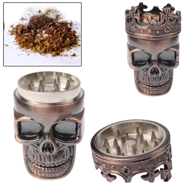 Skull King Style Zinc Alloy Double Layers Herb Tobacco Cigarette Grinder (Red Copper)