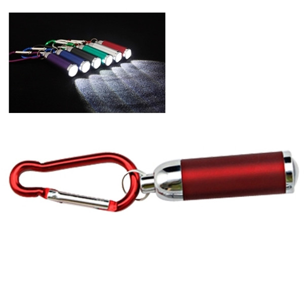 Mini LED Variable Focus Flashlight Torch, with Carabiner Keychain Buckle (Random Color Delivery)