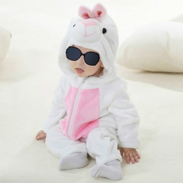 Babies Cartoon Animal Shape Flannel Jumpsuit Romper, Size:90CM(White rabbit)