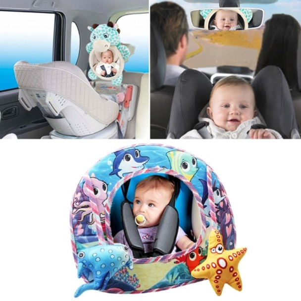 Cartoon Adjustable Safety Seat Car Back Interior Mirror Headrest Rear Facing Mirrors Monitor(Marine animal)