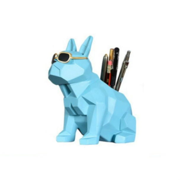 Retro Dog Shape Resin Home Living Room Study Student Pen Holder Desktop Decoration(Light Blue)