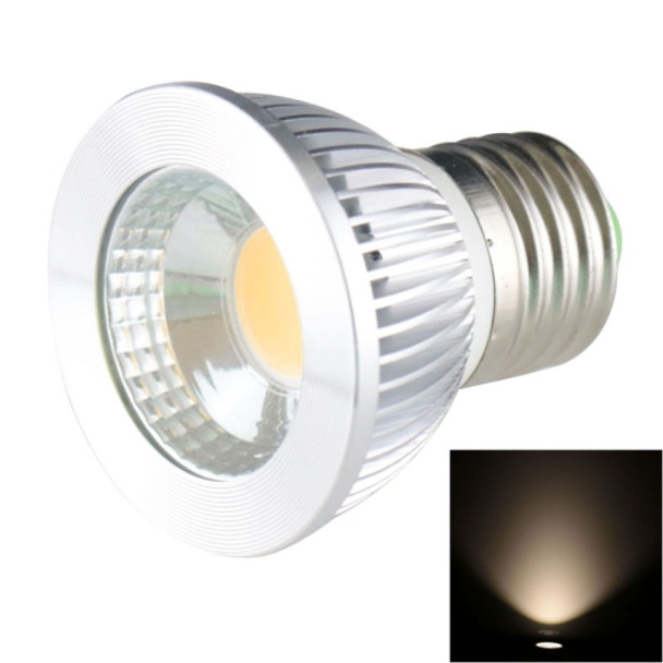 E27 5W 475LM LED Spotlight Lamp, 1 COB LED, Warm White Light, 3000-3500K, AC 85-265V, Silver Cover