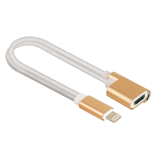 3.5mm & 8 Pin Female to 8 Pin Male Audio Adapter, Length: About 12cm, For iPhone 7 & 7 Plus, Not Support iOS 10.3.1 or Above Mobile Phones(Gold)