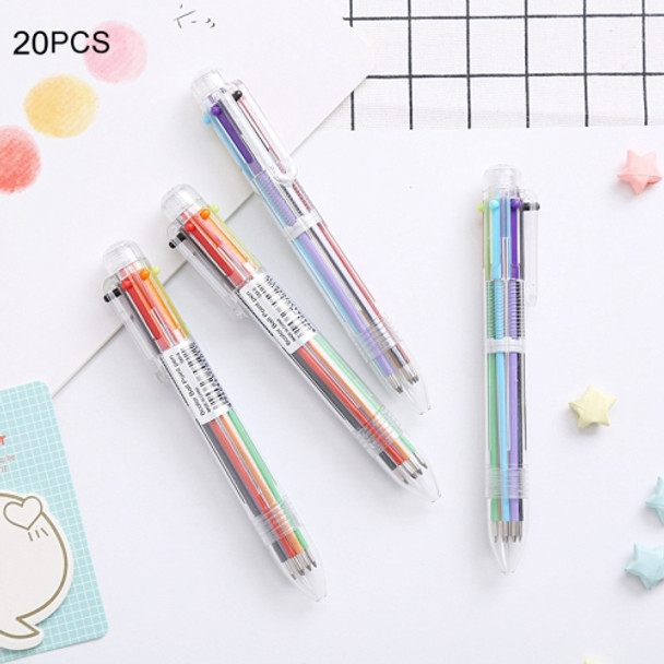 20 PCS Creative Stationery Simple Cute Six Colors Ball Pen Push Action Pen School Office Supplies, Random Color Delivery