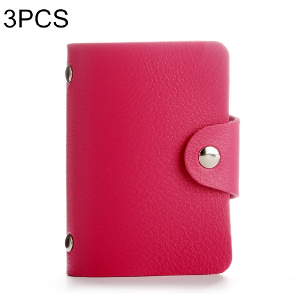 3 PCS Upgraded Version Card Bag Business Card Transparent Protective Cover Color Storage Card Holder, Specification:12 Card Slots(Rose Red)