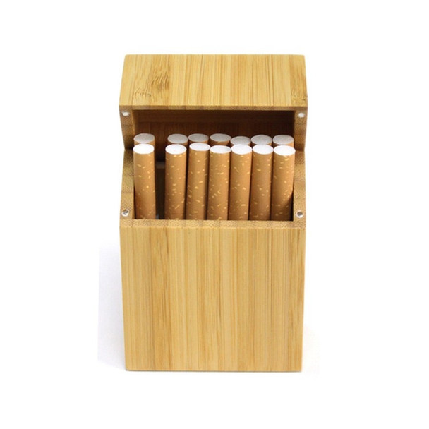 Creative Wooden Cigarette Case Magnet Adsorption Clamshell Cigarette Case, Color:Carbonized Bamboo