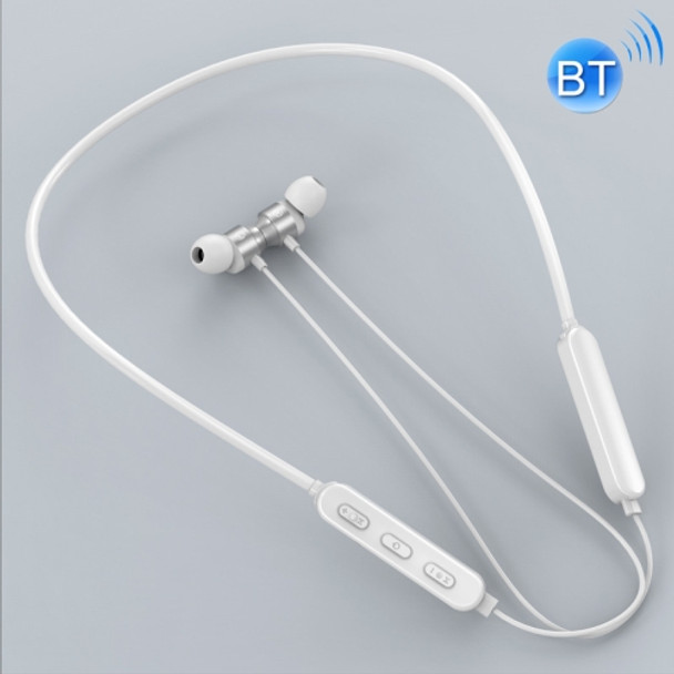 Bluetooth 5.1 Round Wire Neck-mounted Bluetooth Sports Earphone with Magnetic Function(White)