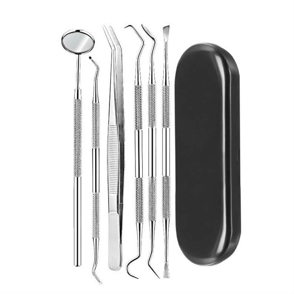 6 in 1 Black Box Stainless Steel Dental Tools Dental Care Tartar Tool Dentist Tool Set