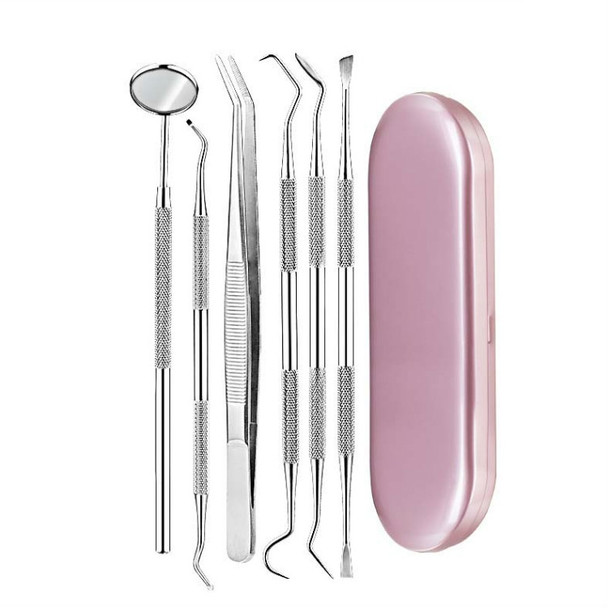 6 in 1 Pink Box Stainless Steel Dental Tools Dental Care Tartar Tool Dentist Tool Set