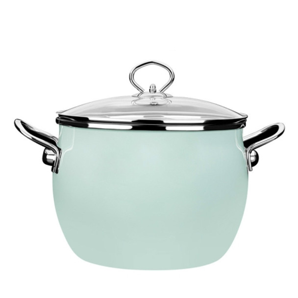 Enamel Soup Pot Uncoated Food Supplement Pot For Induction Cooker(Green )