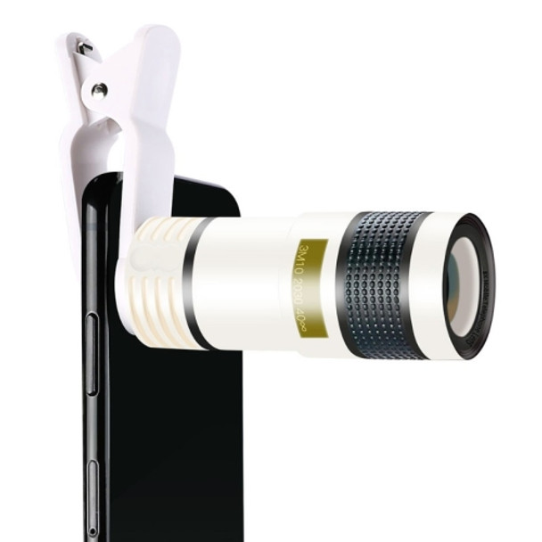 2 PCS 12X Telephoto Telescope Camera Zoom Mobile Phone External Lens(White)