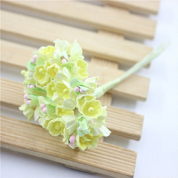 5 Branches DIY Hand-simulated Plum Mini Flocking Cloth Lucky Flower(Yellow)