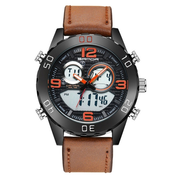 SANDA 772 Large Dial Trendy Male Watch Fashion Trend Multi-Functional Digital Waterproof Electronic Watch For Male Students(Orange)