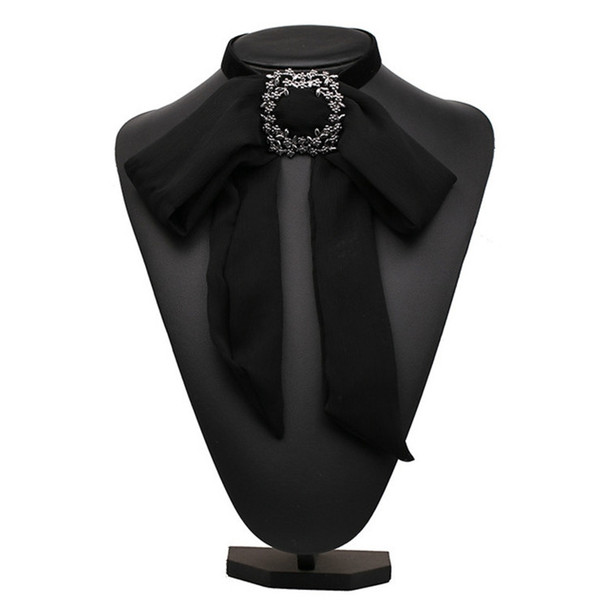 Satin Chiffon Bow Tie Women Shirt Collar Accessory(Black)