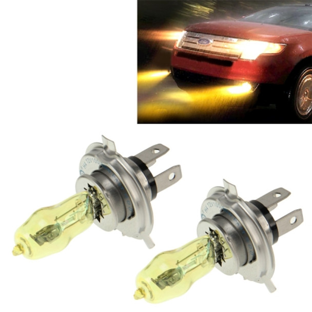 2 X H4 HOD Halogen Bulbs 12V 100W 2400 LM 3500K Yellow Light Headlights