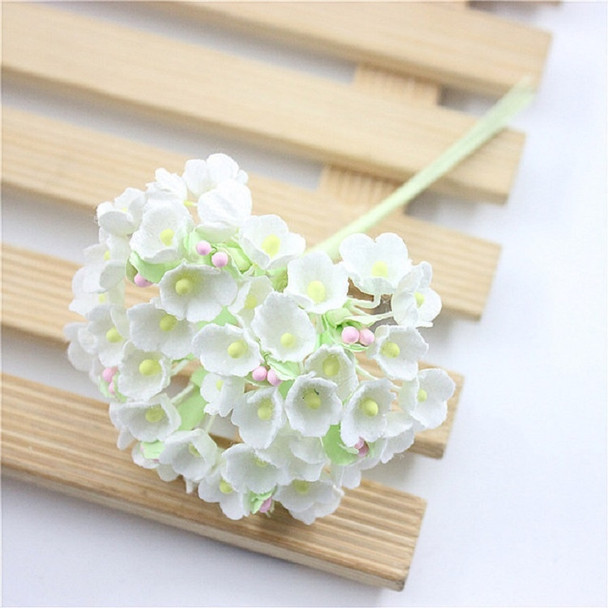 5 Branches DIY Hand-simulated Plum Mini Flocking Cloth Lucky Flower(White)