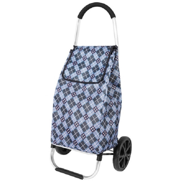 Portable Trolley Folding Shopping Cart Grocery Shopping Cart Multifunctional Outdoor Small Cart(Blue)