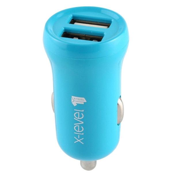 X-level CCMN-01 5V 2.4A Portable Dual USB Smart Car Charger (Blue)