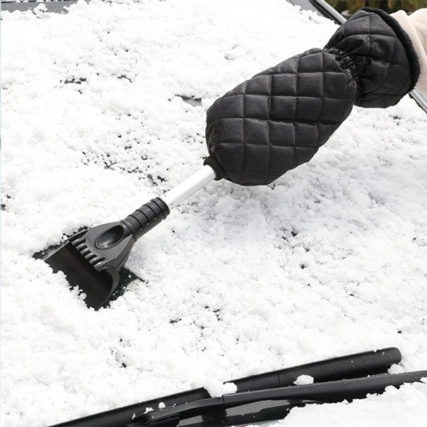 Vehicle-mounted Retractable Snow Shovel With Plush Gloves To Keep Warm Snow Removal Frost And Deicing Tools(Black Gloves )