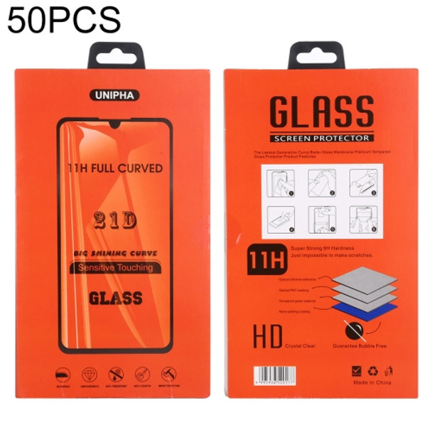 50 PCS Paper Outer + Plastic Inner Packaging Box for Tempered Glass Screen Protector